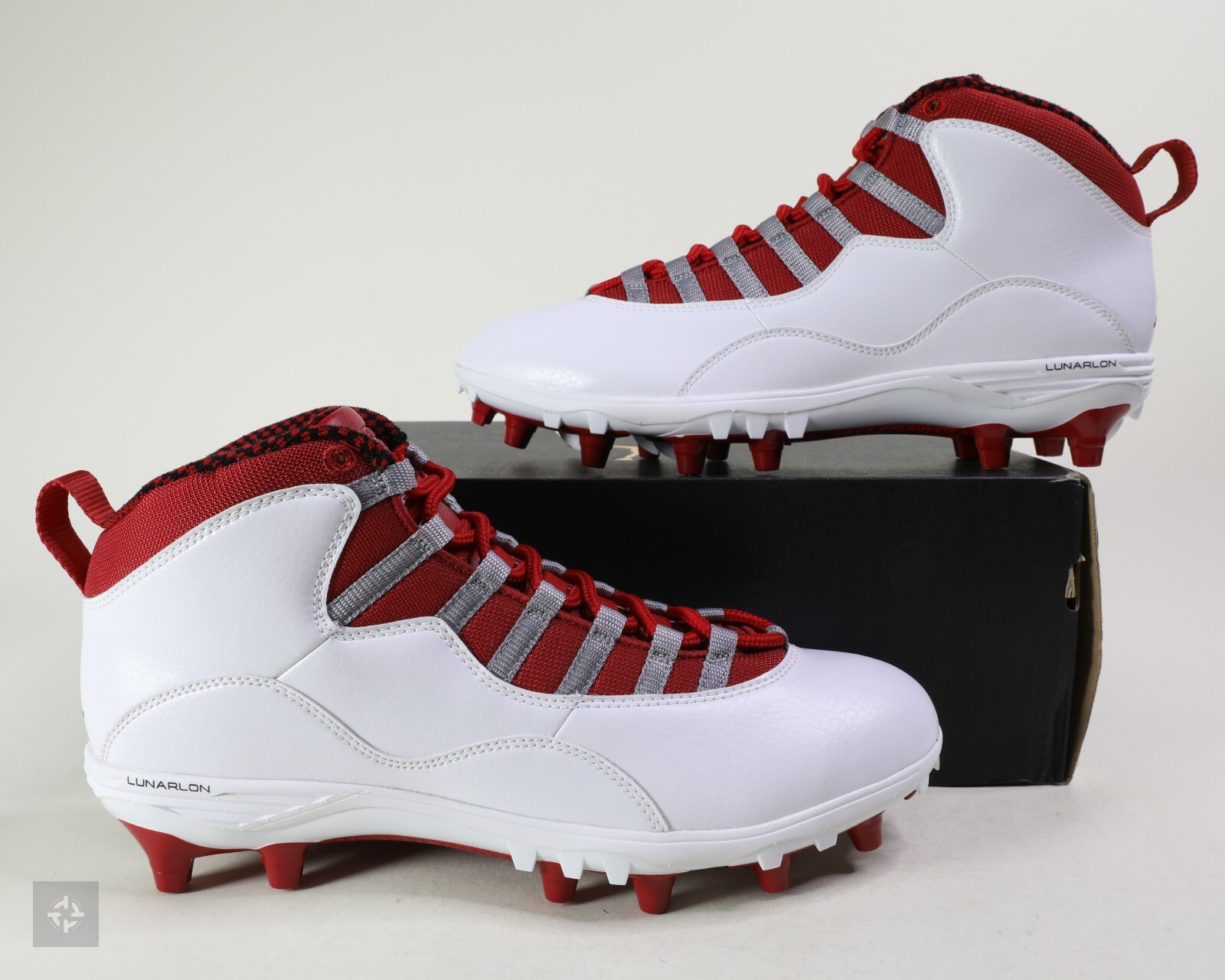 Nike Air Jordan 10 TD Mid White Gym Red Football Cleats Size Nike Air Jordan 10 TD Mid White Gym Red Football Cleats Size