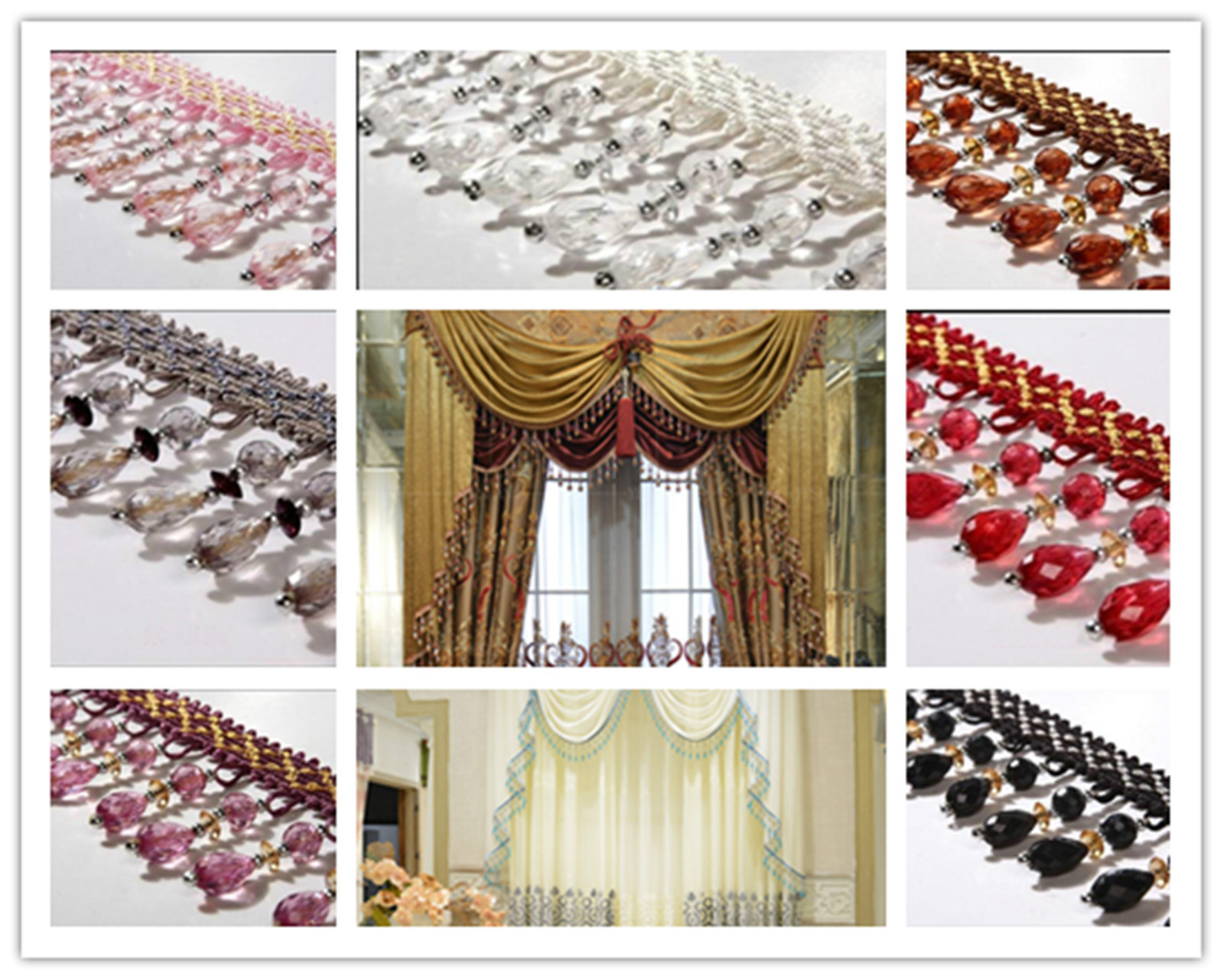 1m Curtain Sewing Tassel Fringe Trim Tassel Crystal Bead Lace