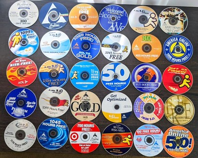 Lot of 30 America Online Collectible / Install Discs Vintage AOL CDs, Incl. Rare