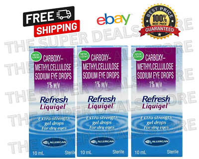 3 PACKS 10ml REFRESH LIQUIGEL 1% Lubricant Eye Gel TOTAL-30ml USA Long Exp:2025