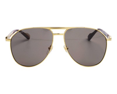 Pre-owned Gucci Gg1220s-002-59 Shiny Gold Sunglasses In Brown