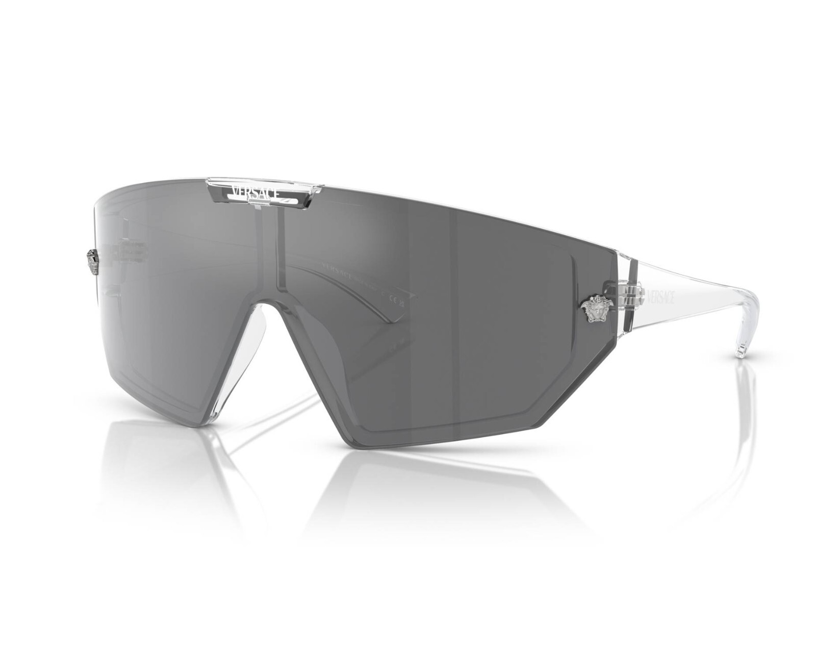Pre-owned Versace Ve4461 148/6v Crystal-grey Mirror Black-blue Interchangeable Sunglasses In Gray
