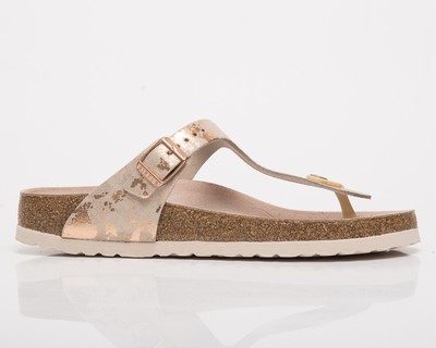 

Birkenstock Gizeh BS унисекс мужские и женские винтажные сандалии цвета розовой меди с эффектом металлик, Бежевый, Birkenstock Gizeh BS