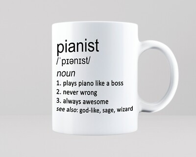 Pianist Mug Coffee Tea Cup Gift Job Work Funny Piano Music Player Keyboard Keys