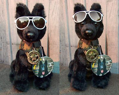 Black German Shepherd Plush Police Dog with K9 Badge Cool Shades K9 Fundraiser