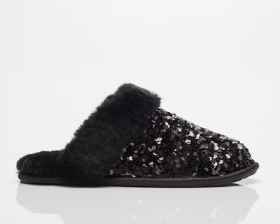 

Женские угги Wmns Scuffette II с короткими пайетками черный, UGG Wmns Scuffette II Chunky Sequin