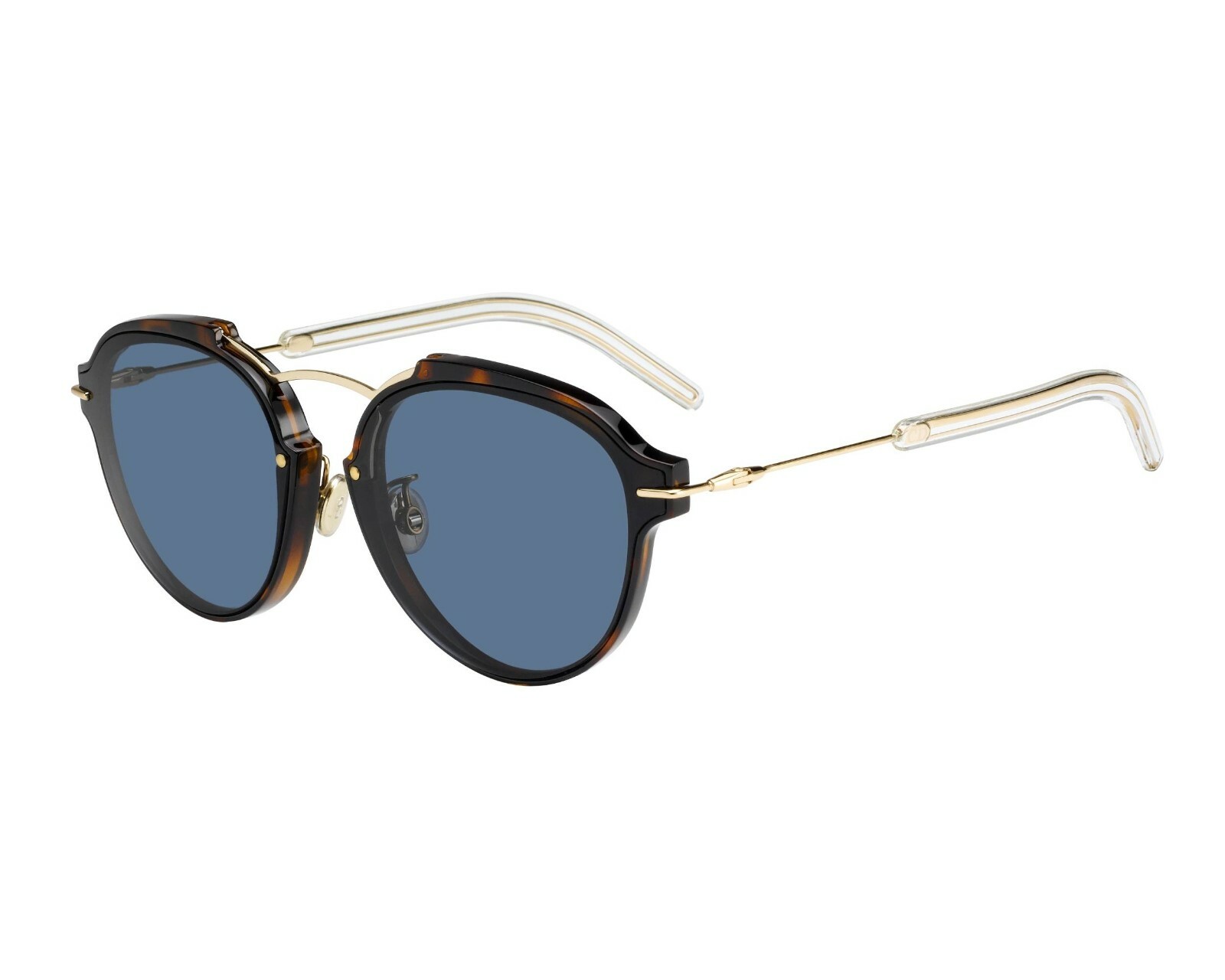 Pre-owned Dior Christian  Eclat Ugm/72 Havana Rose Gold Sunglasses Made In Italy In Blue