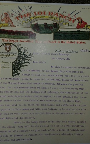 101 ranch copy of 2 page letter dated 5/10/1905 signed JC Miller