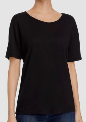 $63 Monrow Women's Black Oversized Crewneck Tee Top T-Shirt Size L