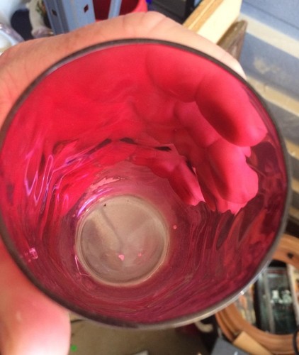 Antique Cranberry Juice Glass Vintage Old Pretty