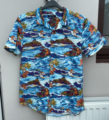 Peacocks Mens Size L Large Holiday Shirt Short Sleeved Tropical