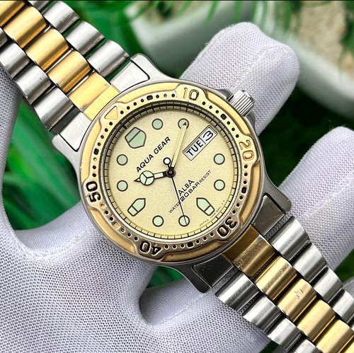 Vintage Seiko Alba Aqua Gear Divers 20 Bar Japan Made Men