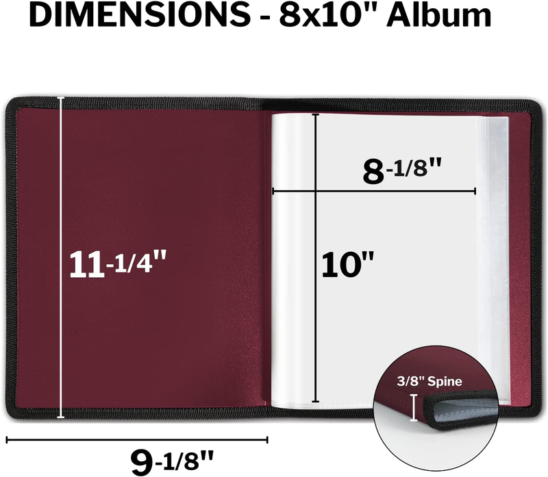 8X10 Photo Album Binder with Clear Sleeves Ruby Art Portfolio 24 Pocke ...