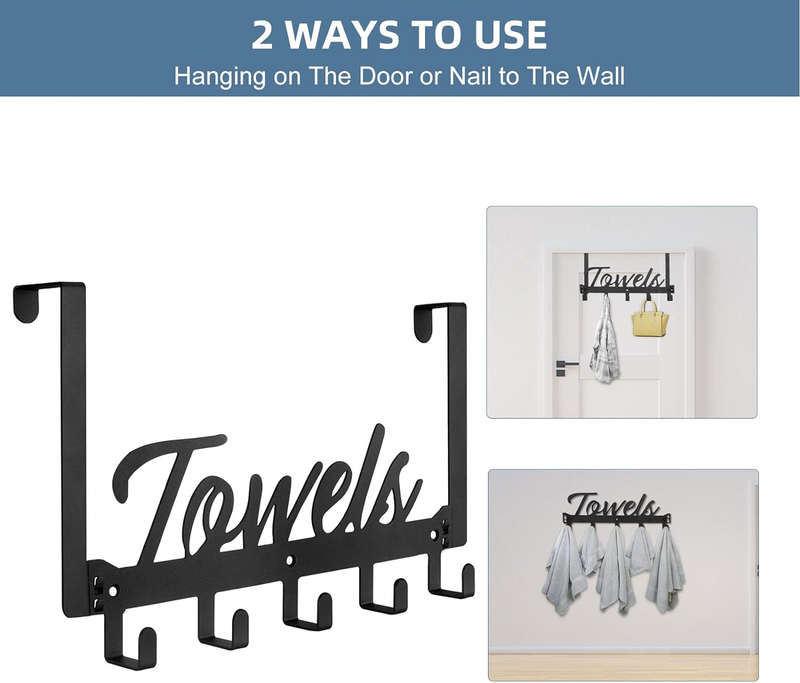 Over The Door Hooks, Towel Rack for Bathroom Towel Holder for Hanging Heavy Duty