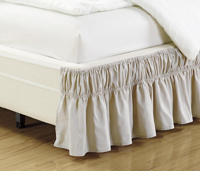 Bed Dust Ruffle Skirt Queen King Twin Full Size Wrap Around Elastic 18 Colors