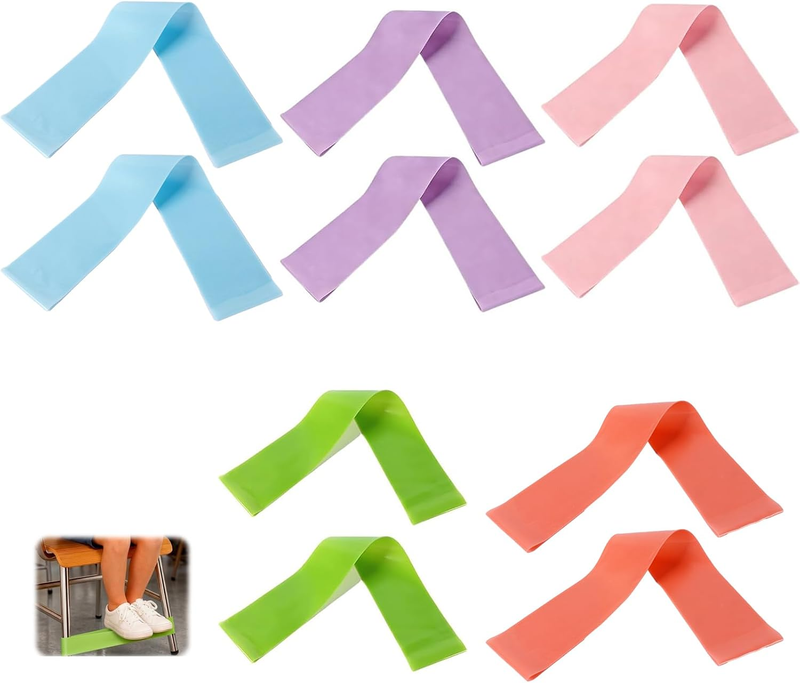 10 Pcs Bouncy Chair Bands for Fidgety Feet - Sensory Silent Stretch Bands, Ideal