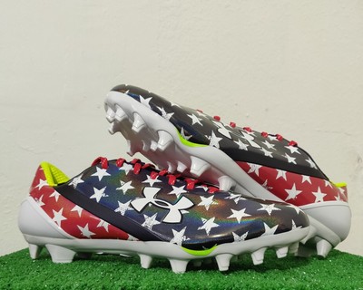 red white and blue football cleats