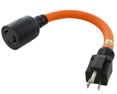 15 Amp NEMA 5-15 Plug to 20 Amp NEMA L5-20 Female Adapter Cord by AC WORKS 