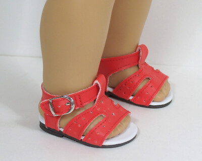 Red Heart-Dot CutOut Sandals Doll Shoes For 18'' American Girl (Debs*)