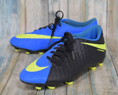 Nike Hypervenom Phade III FG Soccer Cleats Men's Size 7.5 Blue Black 852547-004