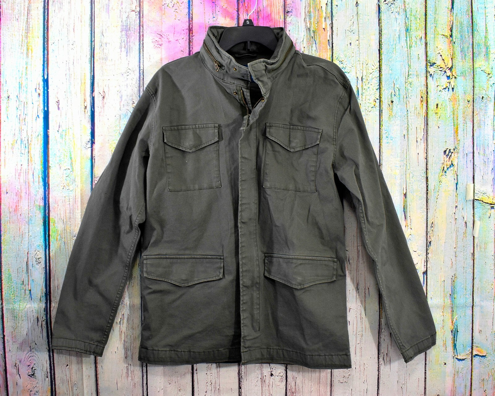 Men s George Army Cargo Field Jacket SMALL Military Green Hoodie Full Zip NWOT