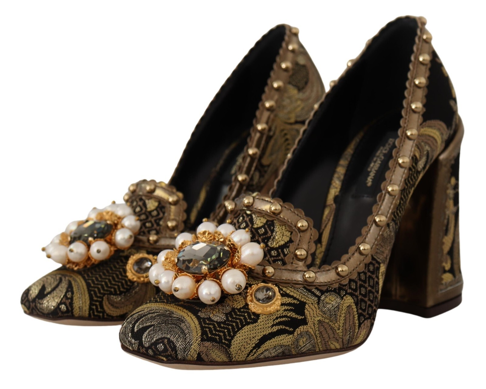 

DOLCE - GABBANA Туфли из парчи с золотыми кристаллами и квадратным носком, EU36 / US5,5 1730usd, Золотой
