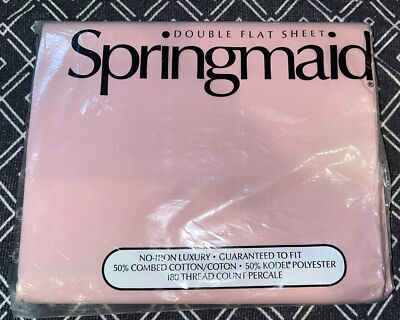 Vintage Springmaid Combed Percale Pink Full Double Flat Sheet 100% Cotton New