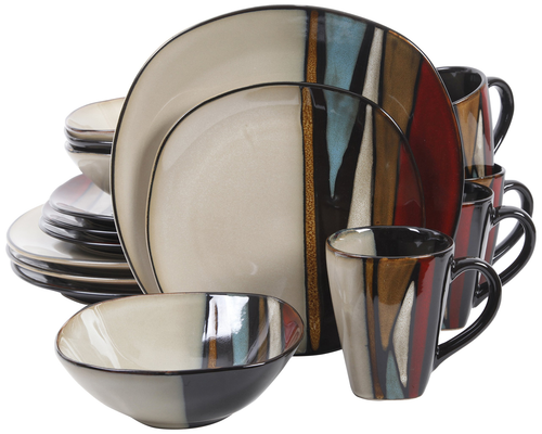Gibson Elite Althea 16 Piece Dinnerware Set, Red