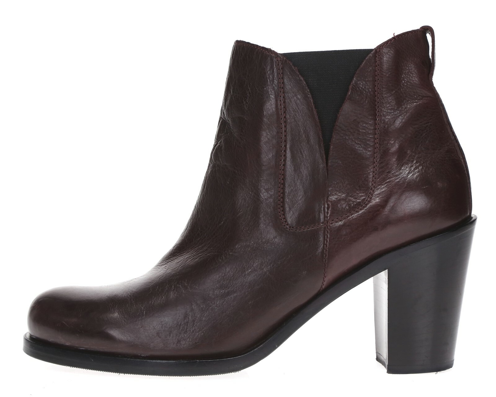 BOEMOS Women's Burgundy Leather Heel Ankle Boots Size 40