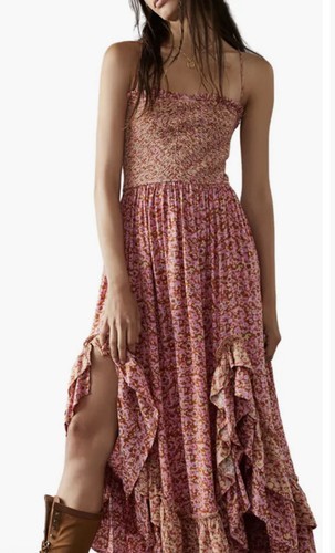 

Платье макси Free People One I Love с цветочным принтом и оборками, со сборками, ржавая роза , НОВИНКА, Rust rose yellow