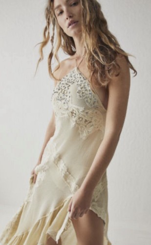 

Платье-боди Free People Stevie Maxi с лямкой на шее и кружевной сеткой, цвет слоновой кости,  NWT