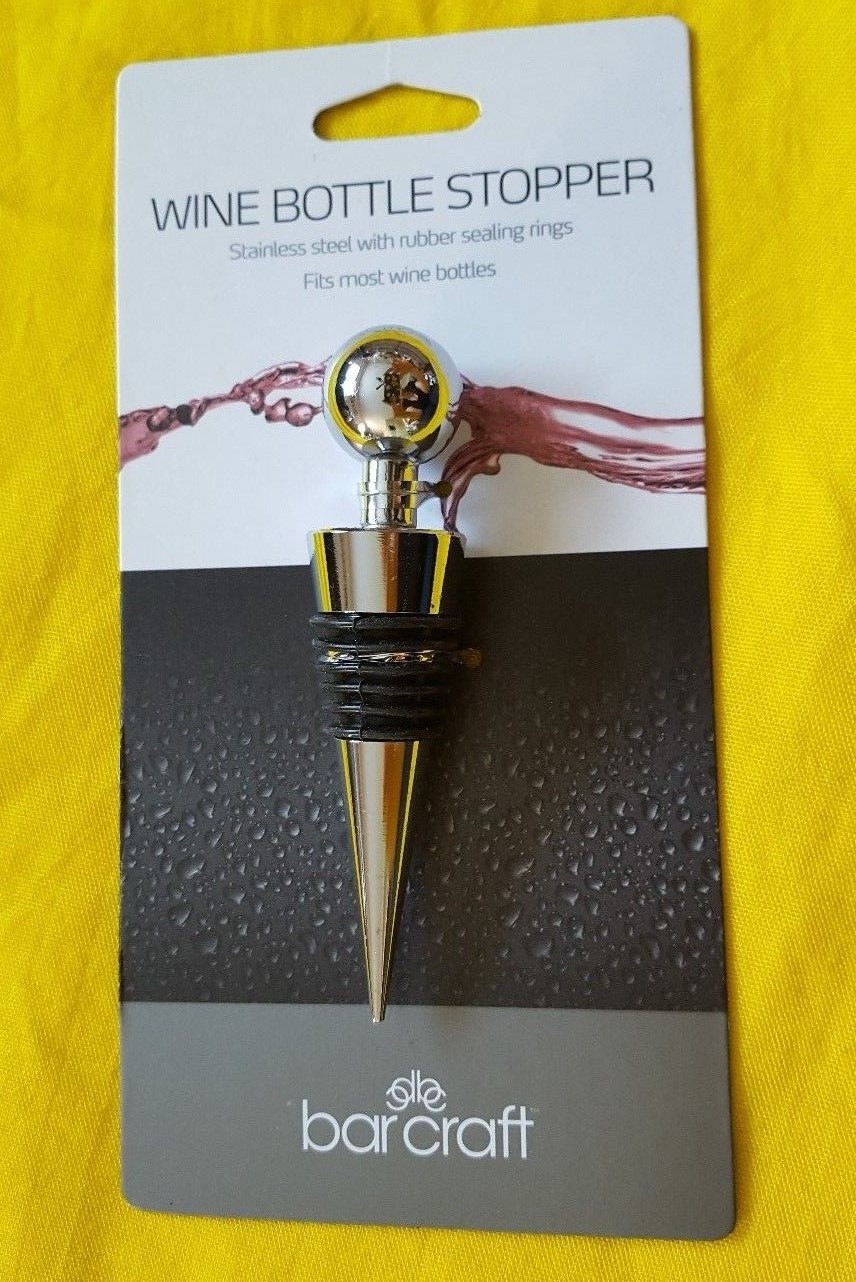 Barcraft Wine Bottle Topper Metal/Stainless Steel Set Of 3 New In Box