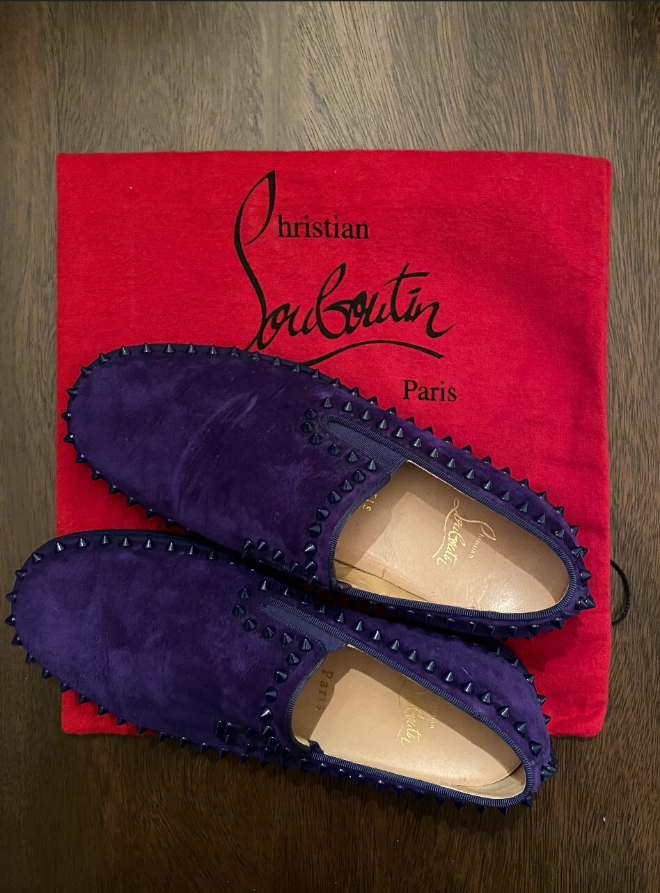 Christian Louboutin Red Spike Flat Dress Shoes Slip-On Pik