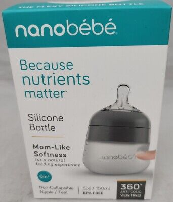 Nanobebe Silicone Baby Bottle BPA Free Anti Colic Venting 360 Degree 5oz NEW