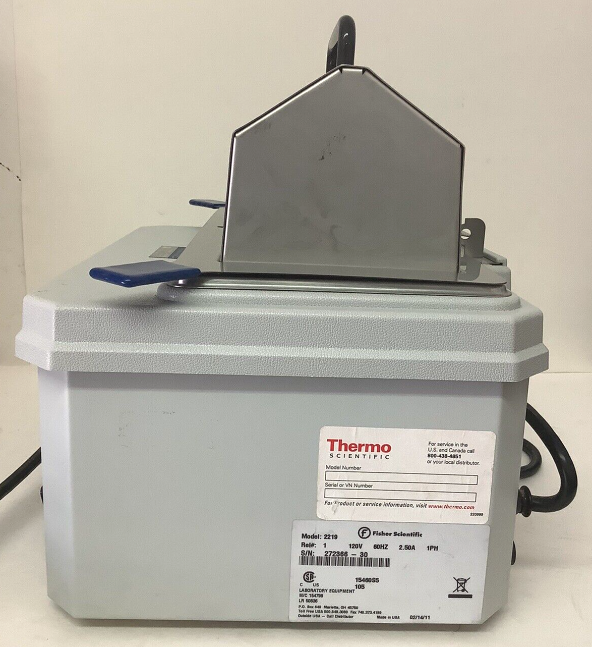 Fisher Scientific Isotemp Model 2219 Water Bath, 5L, 120 V 60HZ 2.50A 1PH