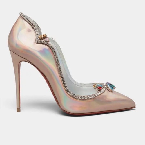 NWB Sz7/ 37 Christian Louboutin Chick Queen Iridescent Jewel