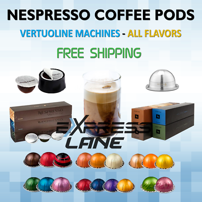 Coffee Nespresso Vertuo Line 50 Pods (5 Sleeves) Espresso ALL FLAVORS -  FRESH