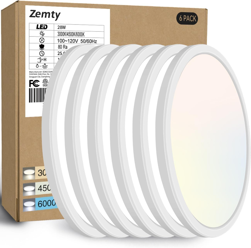 6Pack 12 Inch LED Flush Mount Ceiling Light, Super Slim 28W