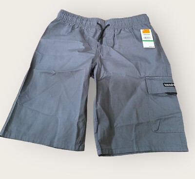 Timberland Shorts Boys Large Blue (14-16) Cotton Cargo Utility Flat Front NEW