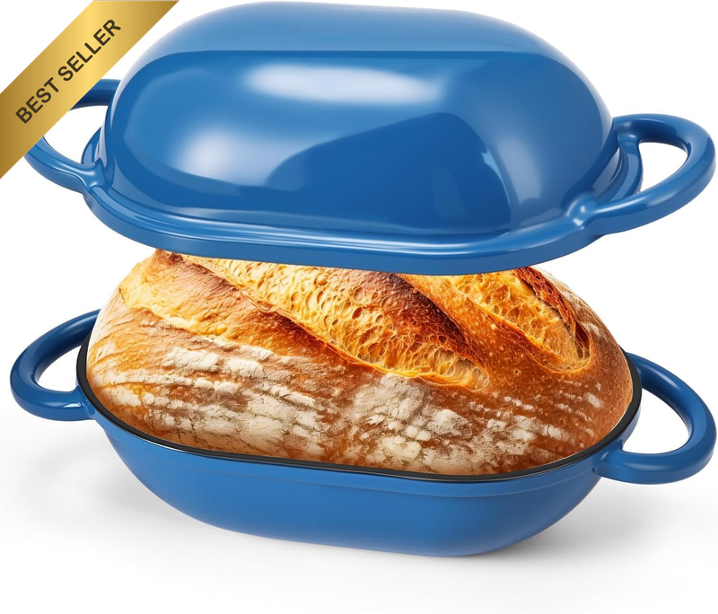 2QT Enameled Cast Iron Dutch Oven with Lid Sourdough Bread Pan for Sourdough Bre
