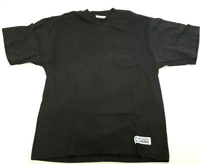 New Discus Athletic Black T-Shirt Men's Plain Tee-Size Small -Cotton-Pocket