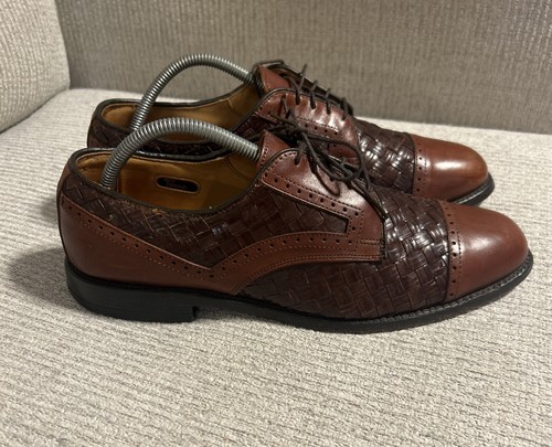 ALLEN EDMONDS Crandon Woven Cap Toe Brown Two Tone Shoes