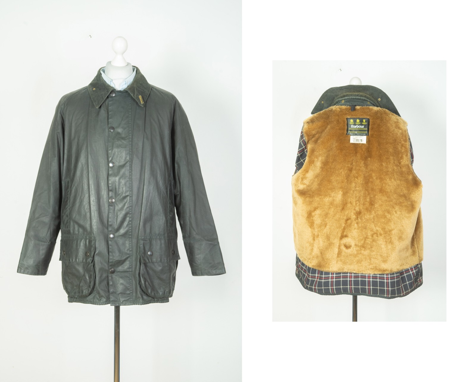 Mens Vintage Barbour Beaufort Wax Cotton Navy Black Jacket