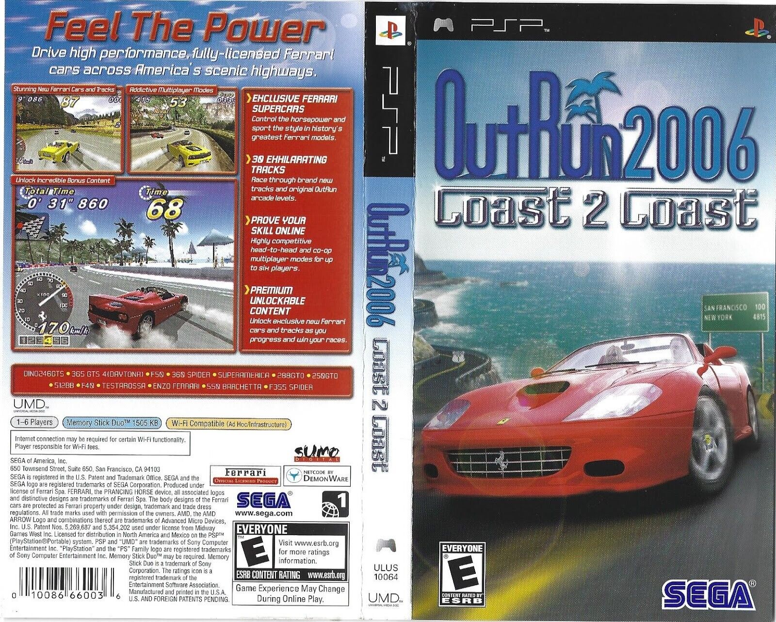Outrun 2006 Coast 2 Coast PSP Box Art Case Insert Cover Only Outrun 2006 Coast 2 Coast PSP Box Art Case Insert Cover Only