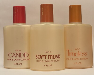 Avon three (3) light & lavish colognes: Soft Musk + Candid + Timeless