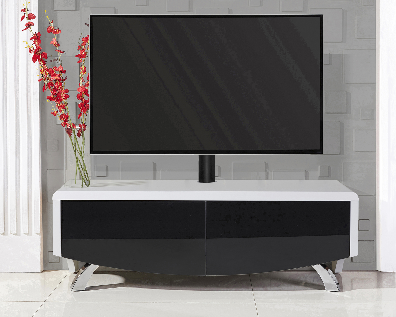 Mda Wave 1200 Wide Tv Cabinet Unit Stand Black White Tv Mount For