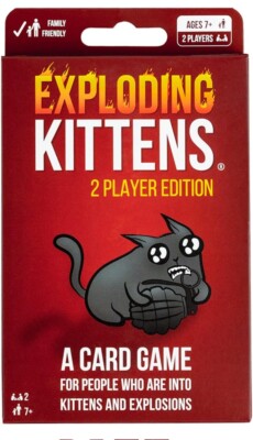 Exploding Kittens 2 Player Edition A Card Game Family Friendly Ages 7+ Brand New
