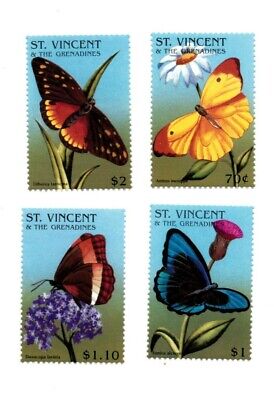 St. Vincent 1996 SC# 2277-80 Butterflies, Flowers, Flora - Set of 4 Stamps - MNH