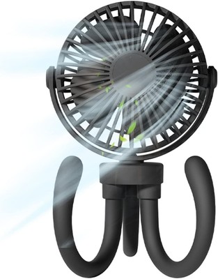 Taoyoule Mini Stroller Fan, Portable Rechargeable 360 Swivel Fan, Black