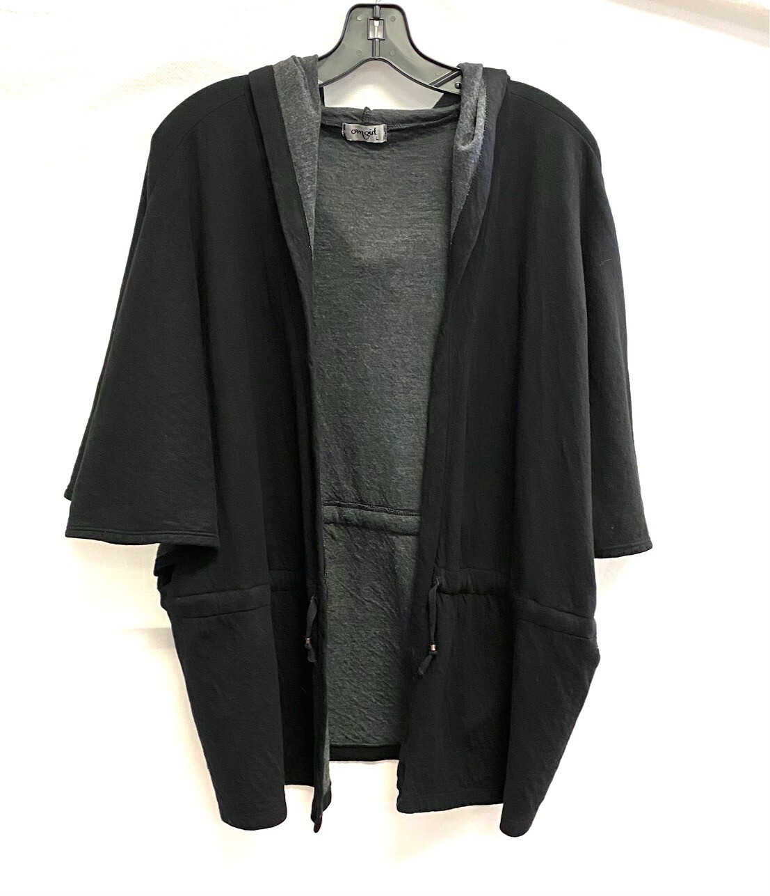 

OMGIRL Черная толстовка с капюшоном из органического хлопка с предварительной усадкой, куртка-пончо БОЛЬШОЙ, Черный